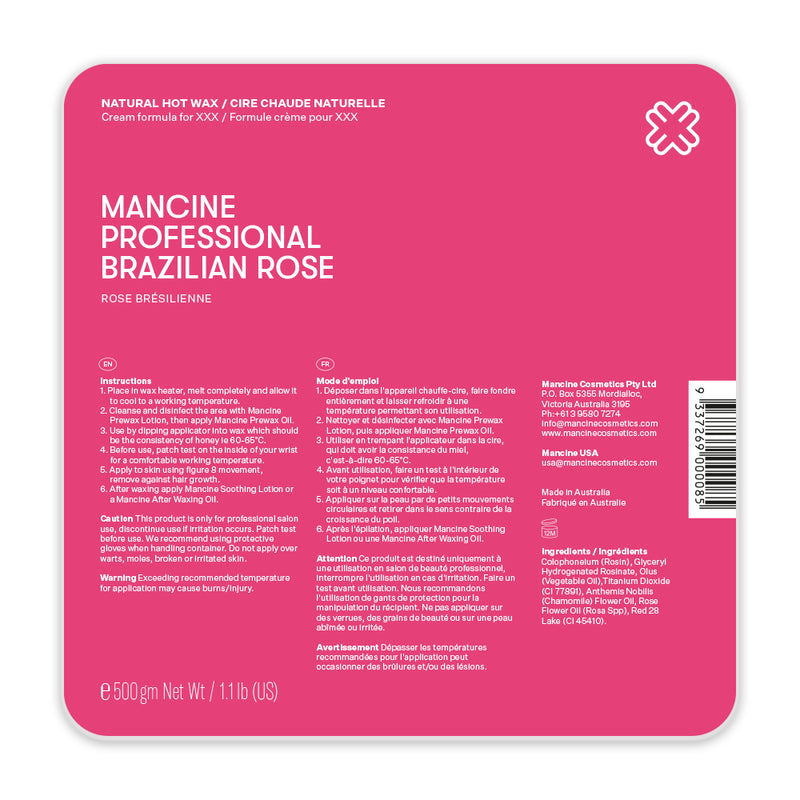 Mancine Hard Wax: Brazilian Rose (1.1lbs) *