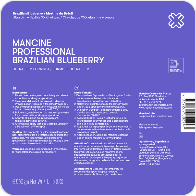Mancine Hard Wax: Brazilian Blueberry 1.1lb - NEW