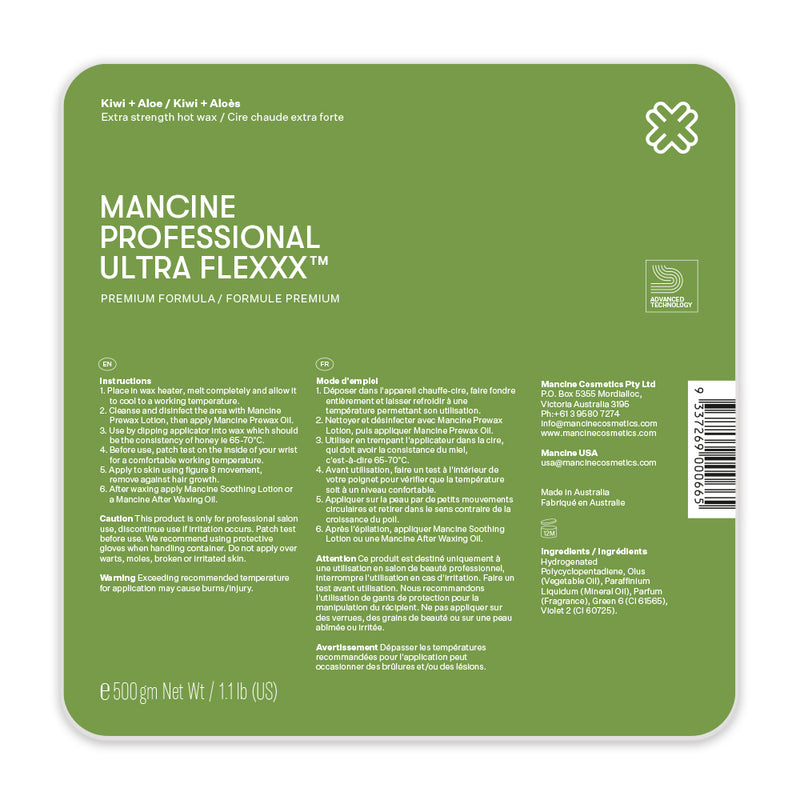 Mancine Hard Wax: Ultra Film Kiwi & Aloe (1.1lbs) *
